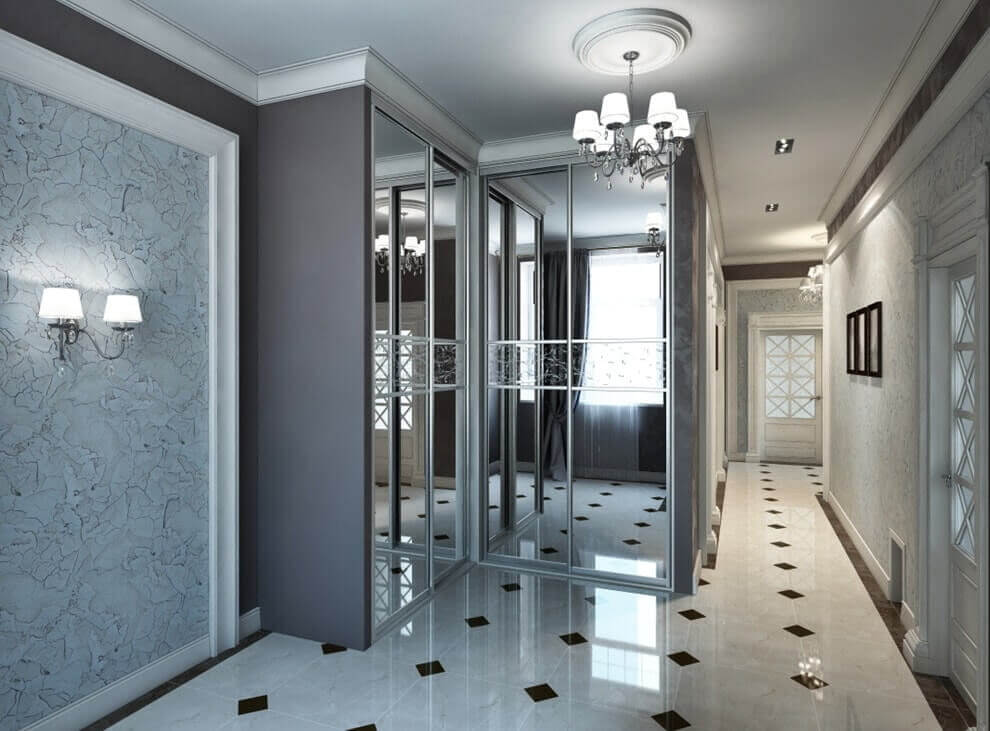 /Угловой шкаф-купе №203 кофейного цвета с зеркалом на заказ